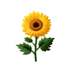 Simple Sunflower Stem Machine Embroidery Design on isolated transparent background png,  High quality design 