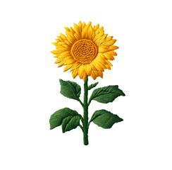 Simple Sunflower Stem Machine Embroidery Design on isolated transparent background png,  High quality design 