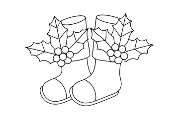 Christmas boots with festive colors and winter footwear style in vector illustration