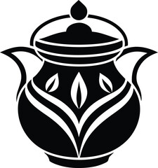 pot black and white silhouette vector design