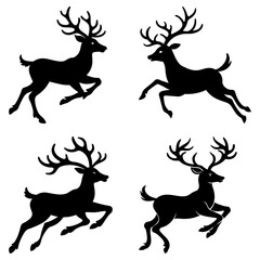 Flying Reindeer Silhouette vector illustration