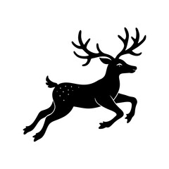 Flying Reindeer Silhouette vector illustration