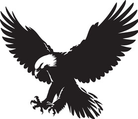 Falcon hunting mood silhouette vector on white background