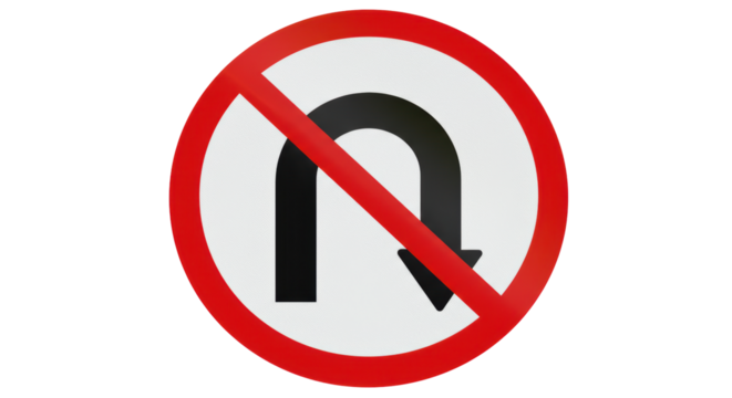 Isolated No U-Turn Sign