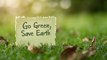Naklejka premium Go green and save earth for brighter day filled with hope and nature beauty