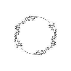 Minimalist Botanical Wreath Illustration