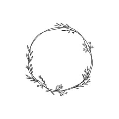 Minimalist Botanical Wreath Illustration