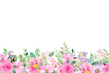 Watercolor flowers background vector for design.