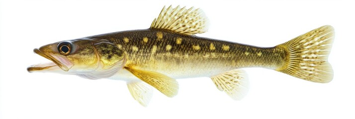 Fototapeta premium Zander: Isolated Freshwater Predator Fish for Leisure, Angling, and Relaxation