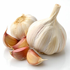 Obraz premium Garlic bulb clove spice isolated on white background