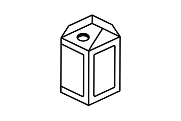 Isometric Milk Carton Packaging Design, Simple Line Art Illustration
