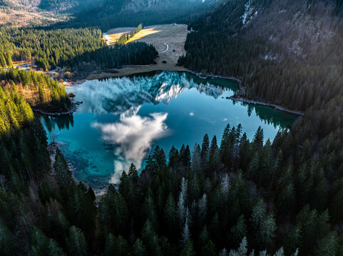 Laghi di Fusine with the Reflections of Mangart (Lake Fusine), Italy, Tarvisio
