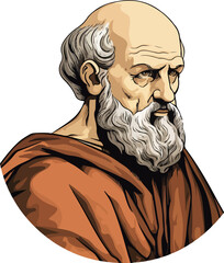 Illustrated Drawing of Eratosthenes. Eratosthenes was a Greek mathematician who calculated the Earth's circumference, a remarkable achievement in ancient science.