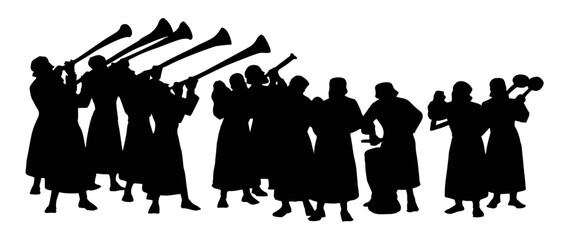 Vector drawing. People play music © Marina