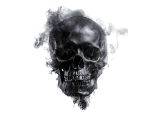 Black skull with smoke