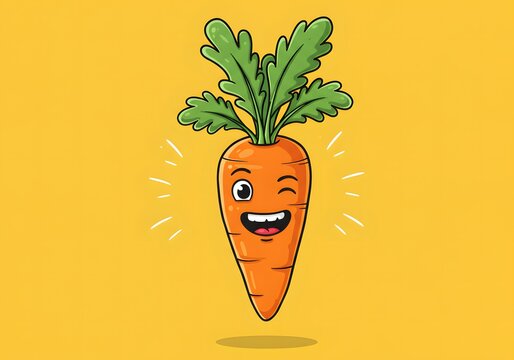 recommend clip art: Happy Winking Carrot Cartoon Illustration Fun Vegetable Character Design