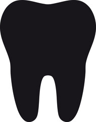 Tooth Black Icon Symbol Silhouette - Flat Design Style Sign, Dentist Concept, Minimalist Vector