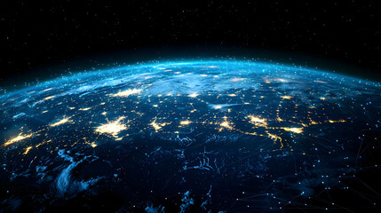 Obraz premium Global Network Of City Lights On Earth At Night