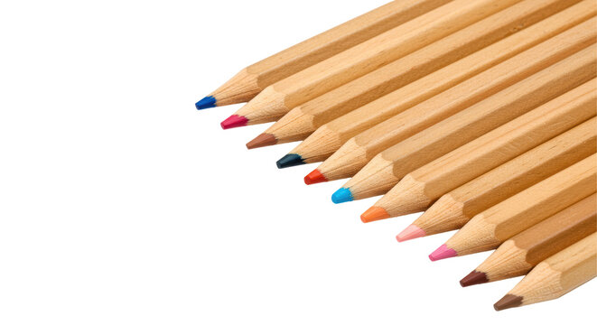 Isolated Row of Colored Pencils