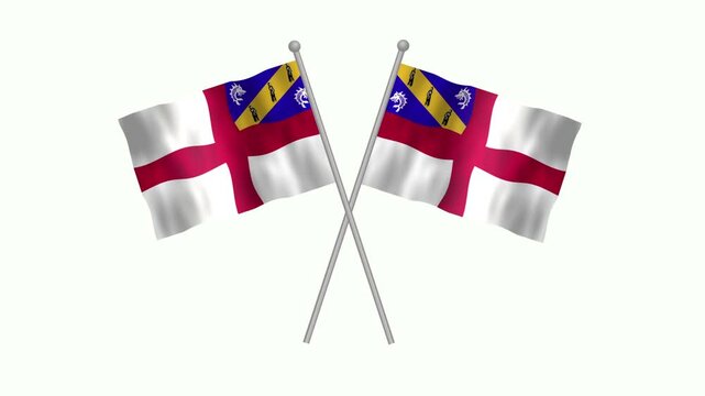 Flag of Hern, Cross table flag of Hern on white screen, Hern 3D Animation flag waving in the wind isolated on white Background. 
