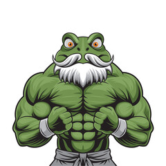 frog mascot vector illustration muscular frog design