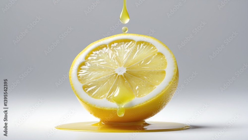 Poster fresh lemon juice cascading on a white backdrop. clipping path.
