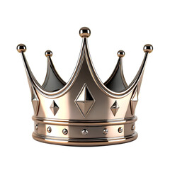 A premium 3d metallic crown icon isolated on transparent background, Png
