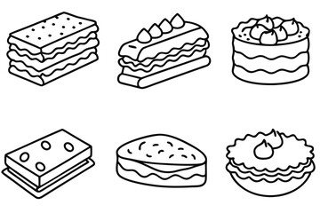  lasagna line art traditional homemade pasta with melted cheese