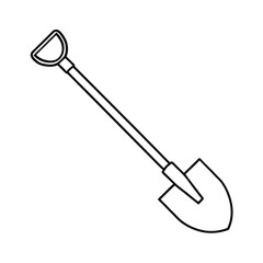 Gardening Tool, Shovel, Digging, Agriculture, Farming, Planting, Spade, Outline, Line Art, Simple De