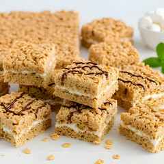 "Golden Graham Cracker Bars with Chocolate Drizzle, Marshmallow Filling, and Crunchy Texture – Perfect for Desserts, Parties, and Sweet Treats."


