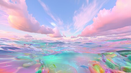 Global visualization of ocean pollution digital art coastal environment aerial view awareness campaign