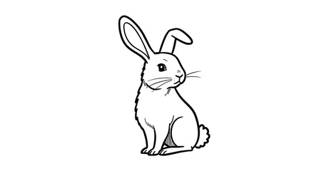 Obraz premium Rabbit Sitting Black and White Outline Drawing