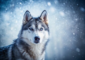 Obraz premium Husky Dog Blizzard Silhouette Portrait - Striking Heterochromia Eyes