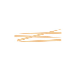 Wooden toothpick. Sharp bamboo sticks for teeth. Wood skewer with pointed tip. Vector illustration