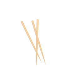 Wooden toothpick. Sharp bamboo sticks for teeth. Wood skewer with pointed tip. Vector illustration