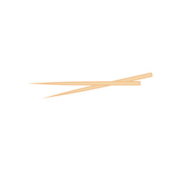 Wooden toothpick. Sharp bamboo sticks for teeth. Wood skewer with pointed tip. Vector illustration