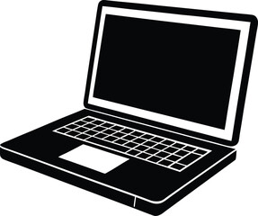 laptop black and white silhouette vector design