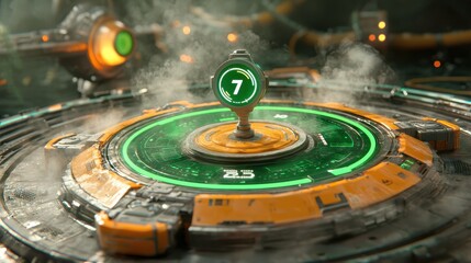 Real-time performance metrics dashboard technology hub digital visualization futuristic environment high-resolution view