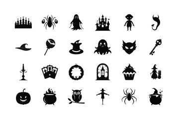 Halloween silhouette vector Bundle, Set of Halloween Element