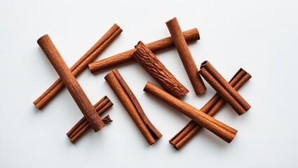 cinnamon sticks with a pleasant aroma on a white background