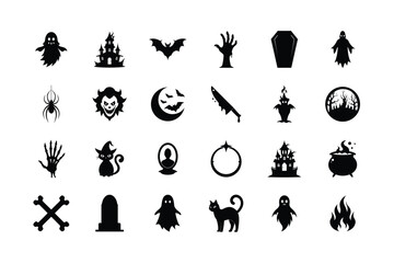 Halloween silhouette vector Bundle, Set of Halloween Element