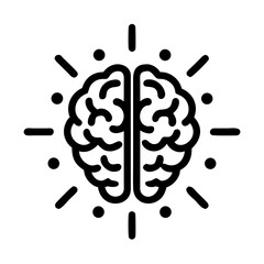 Brain with Radiating Thought Lines Icon Design