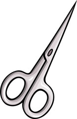 A playful representation of pink scissors in a vibrant cartoon style