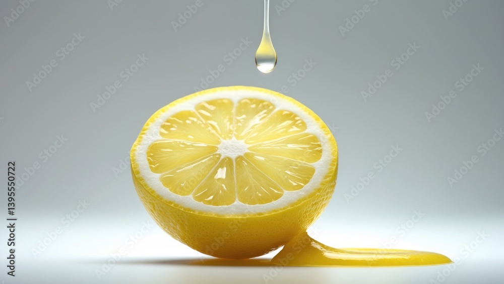 Aufkleber white background with isolated dripping fresh lemon juice. clipping path.