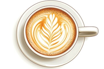 Cup of coffee isolated on white background top