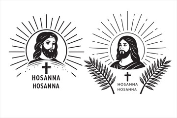 A minimalist, silhouette of palm sunday theam design.