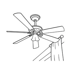 Line Art Ceiling Fan With Light And Curtains For Coloring Page