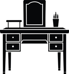 desk black and white silhouette vector design