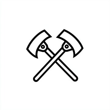 crossed axes black outline on white clip art preview