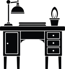 desk black and white silhouette vector design